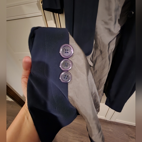 Jones New York Long Blue Trench Coat Size 12 - Picture 5 of 6